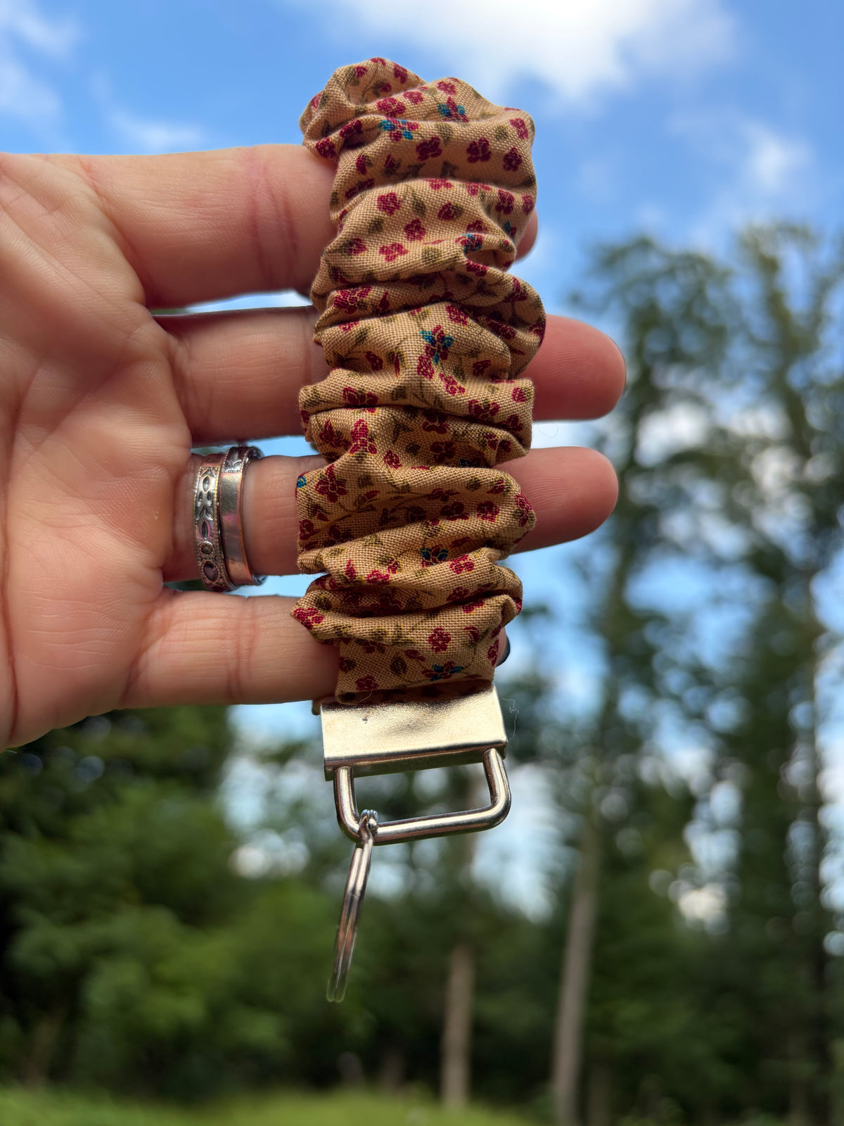 Vintage Berry Floral Scrunchie Wristlet