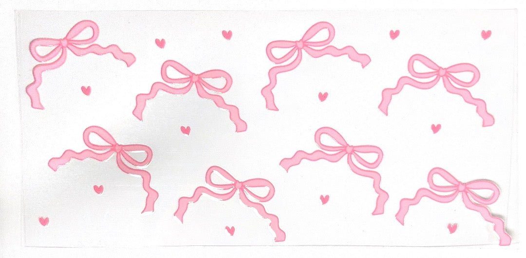 Cutesy Pink Bows Glass Can 16oz
