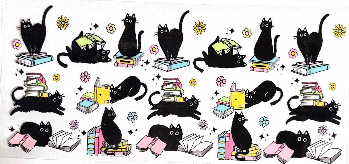 Cats and Books Glass Can 16oz