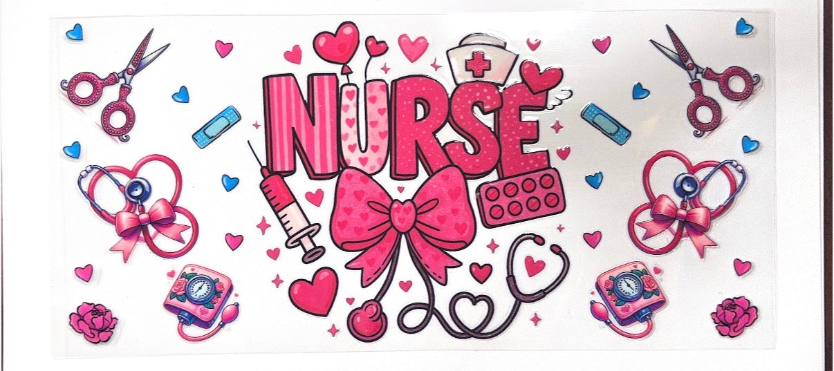 Pink Nurse Glass Can 16oz