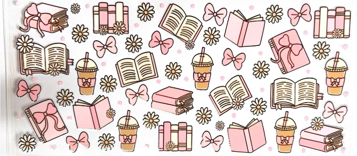 Coffee and Books Glass Can 16oz