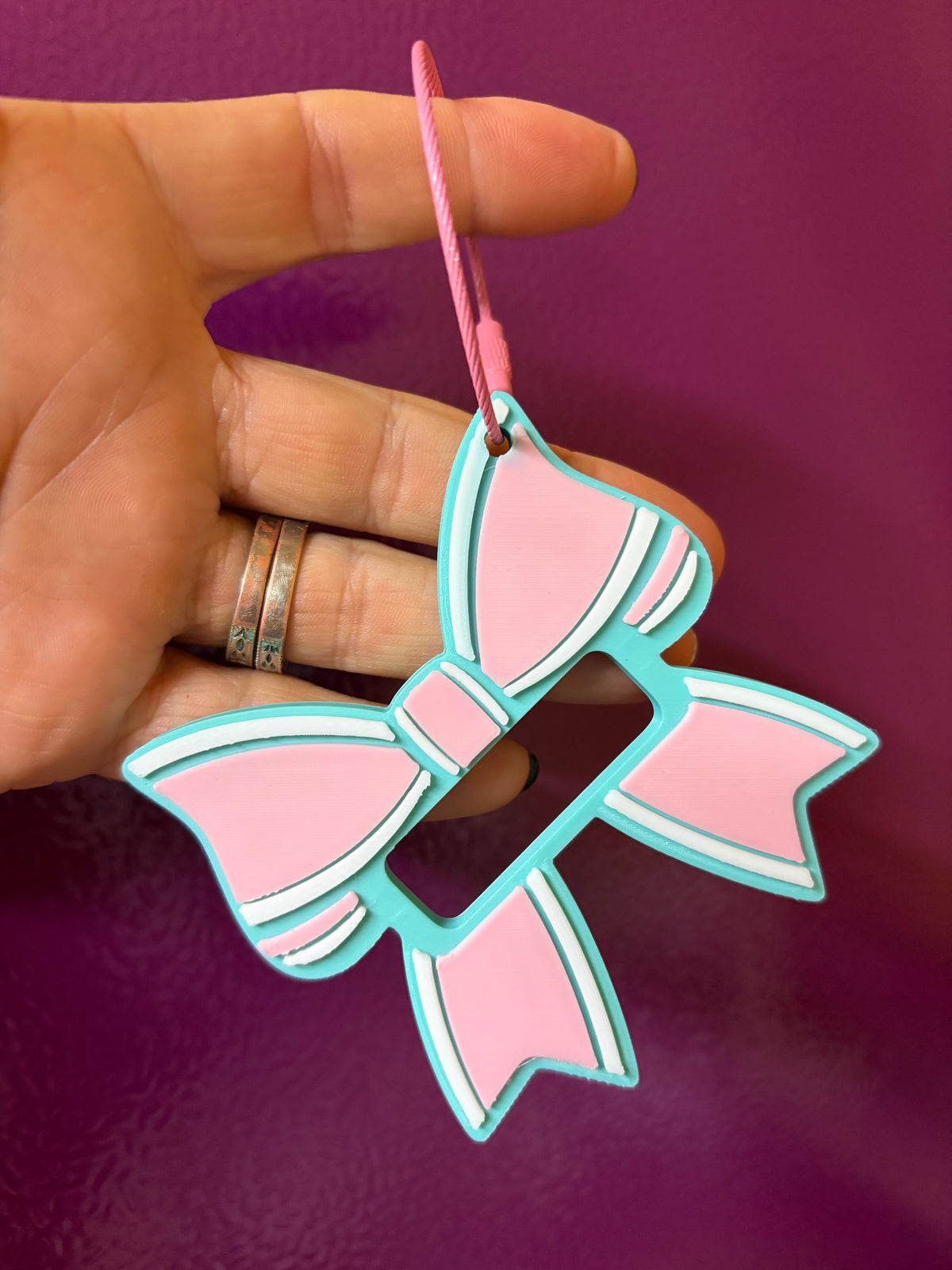 Pastel Bow Hair Tie Holder Bag Charm