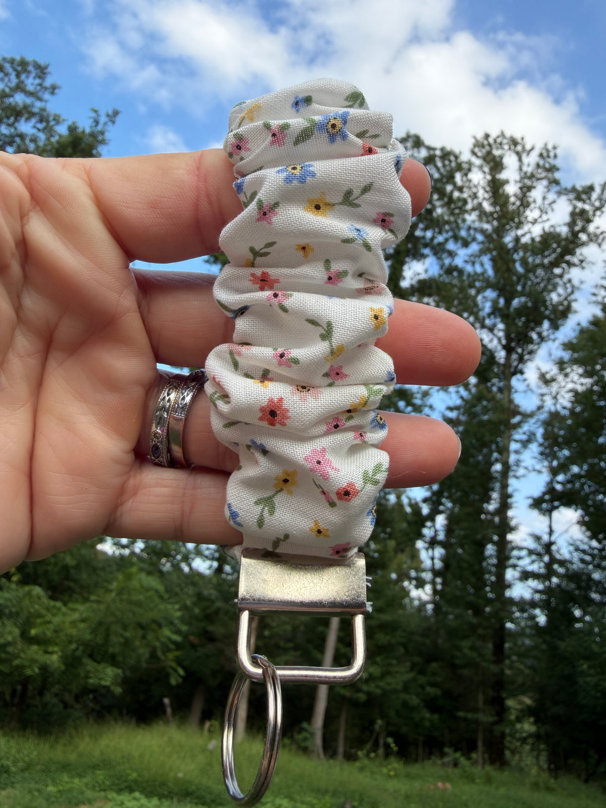 Tiny Garden Scrunchie Wristlet