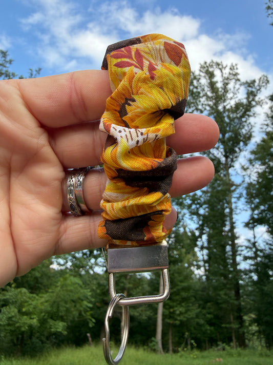 Golden Sunflower Scrunchie Wristlet