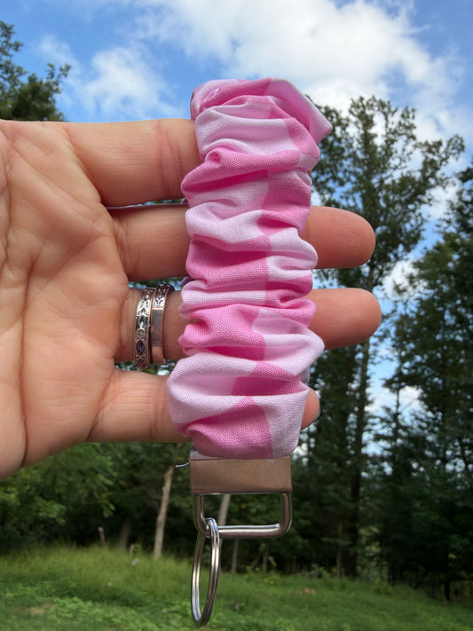 Pink Gingham Scrunchie Wristlet