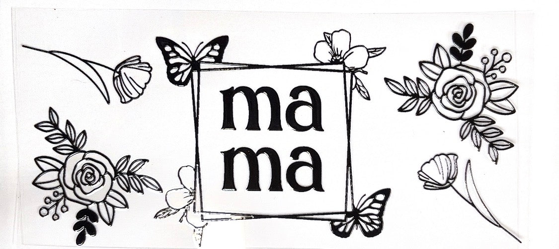 Blk Floral Mama Glass Can 16oz