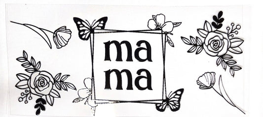 Blk Floral Mama Glass Can 16oz