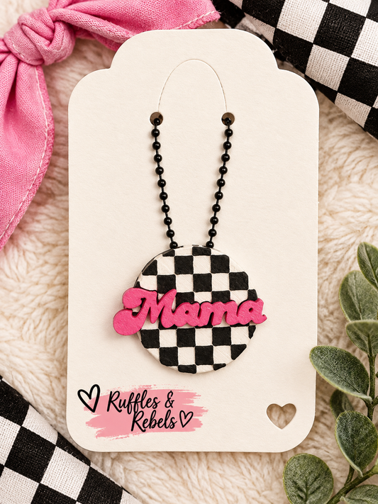 Mama checkered Tab Opener Keychain